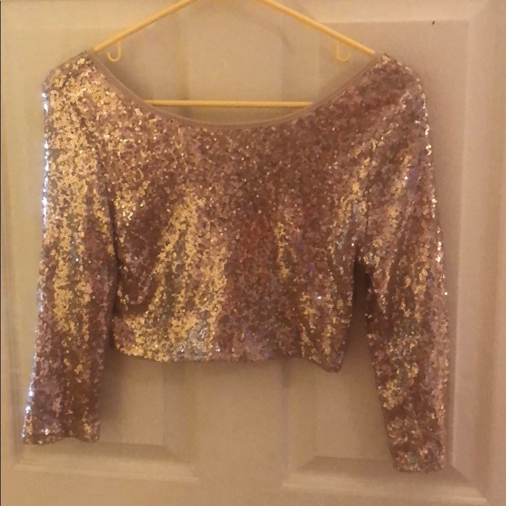 Rose gold sequins crop top